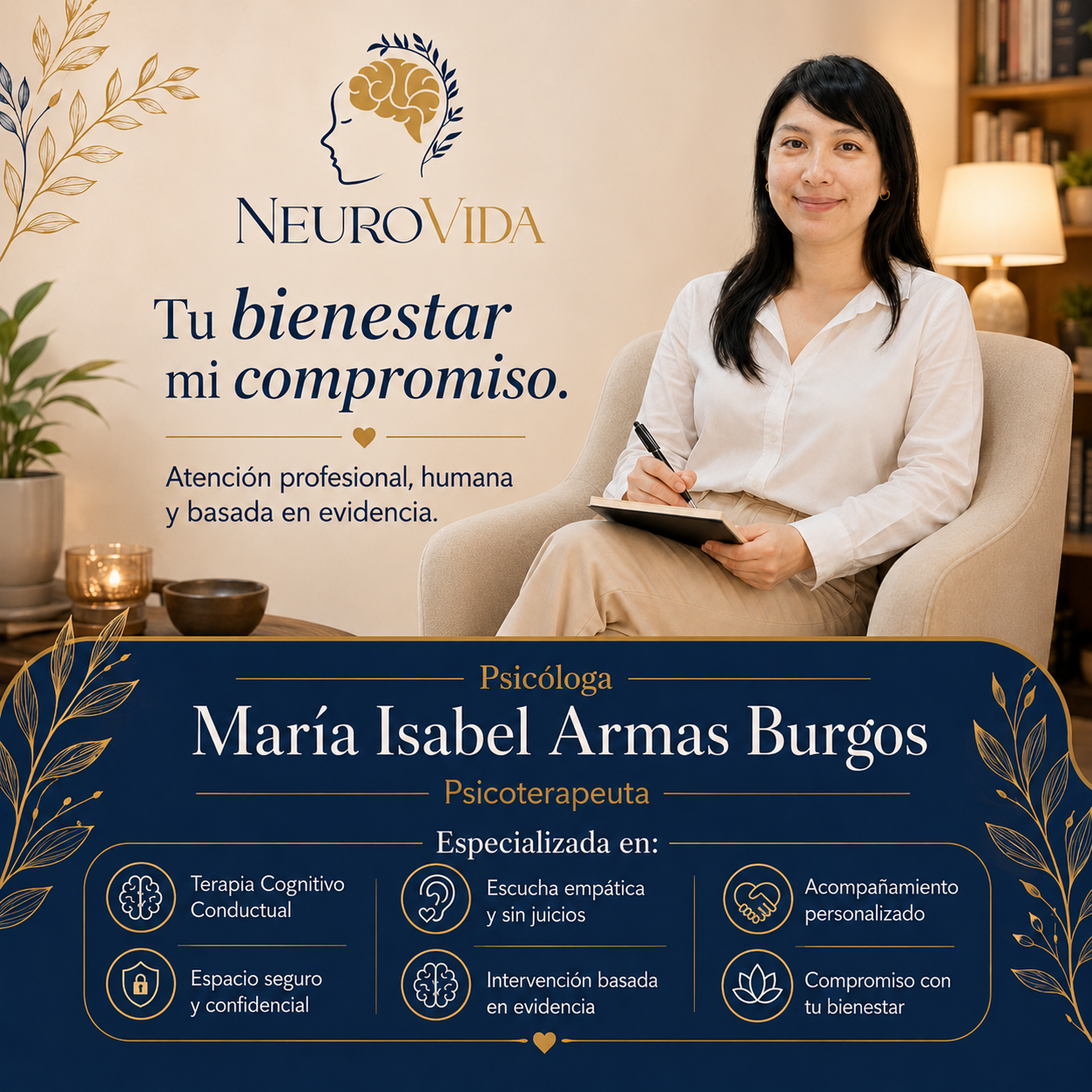 Información de la psicóloga María Isabel Armas Burgos, psicoterapeuta de NeuroVida